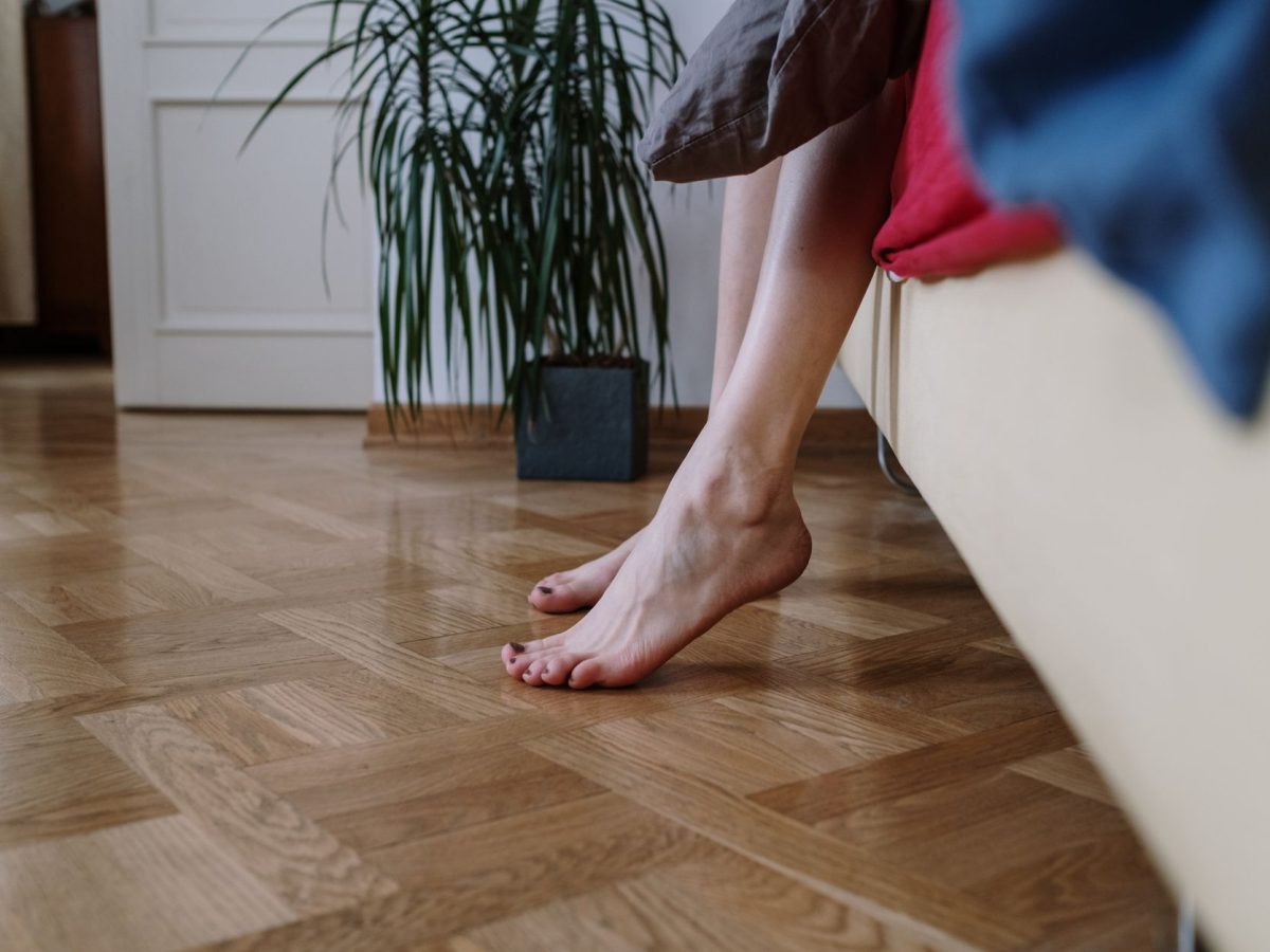 Plancher chauffant, pose en cours